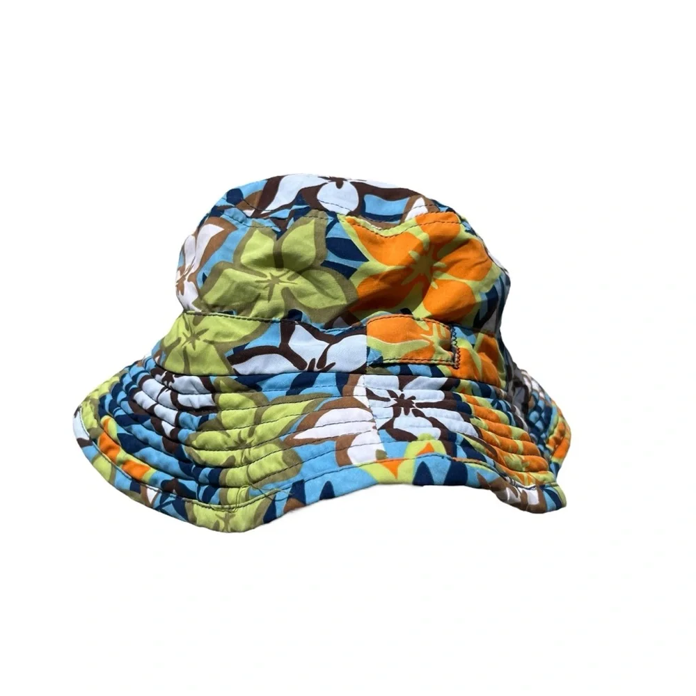 One Step Ahead Kid’s Medium Navy Blue, Tropical Flowers UV Protection Bucket Hat